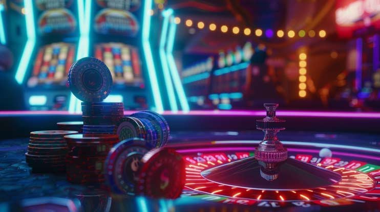 Panel kontrol Infinite Blackjack menampilkan tombol Hit, Stand, Double Down, dan opsi lainnya